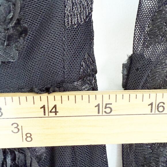 Aqua Long Sleeve Embroidered 3D Floral Applique Dress Black Sheath Women's 12 - Picture 13 of 14